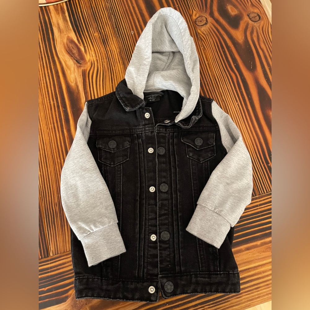 Little Bipsy black and grey denim jacket 18-24 months